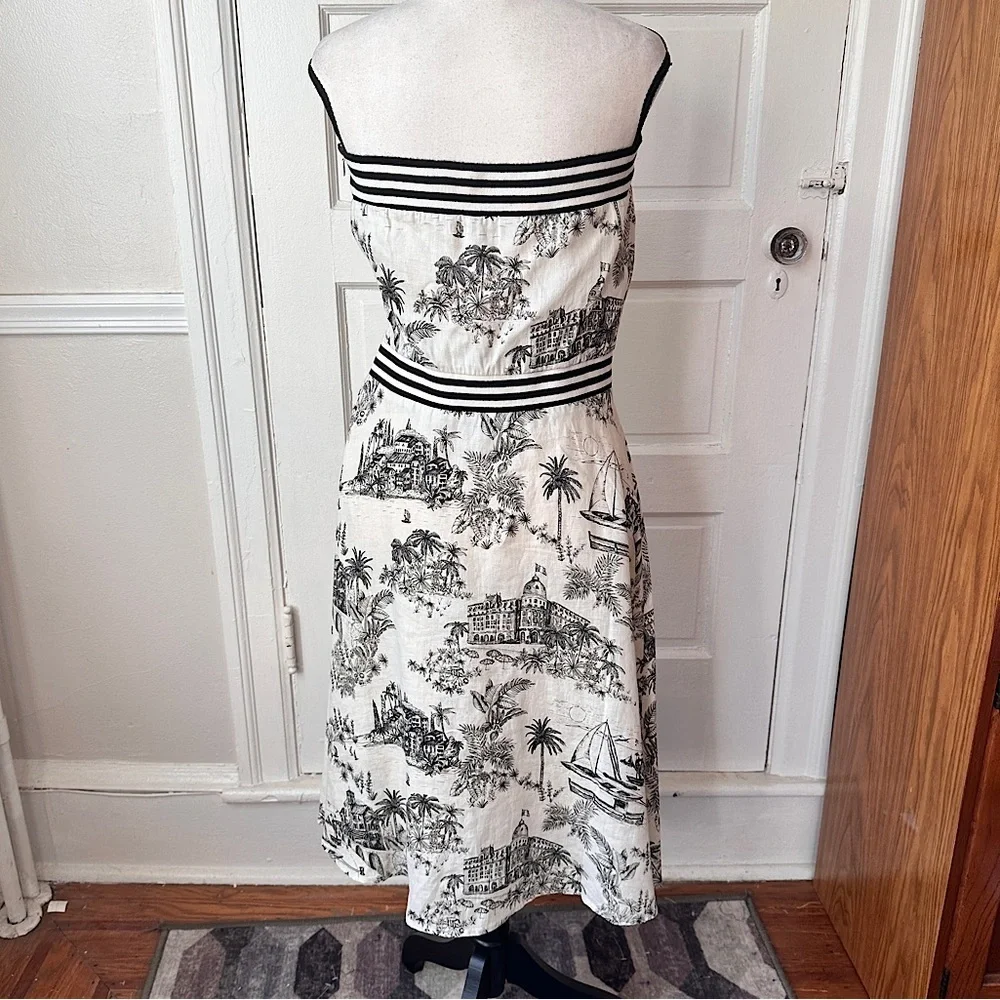 Tommy Bahama NWT Linen‎ Marceau Toile Strapless Dress Preppy Summer Sz Medium